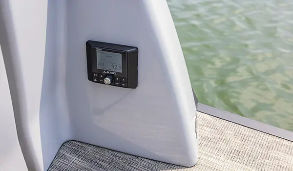 stereo on a godfrey sanpan twin pontoon