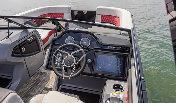 touch screen and dashboard on a godfrey sanpan twin pontoon
