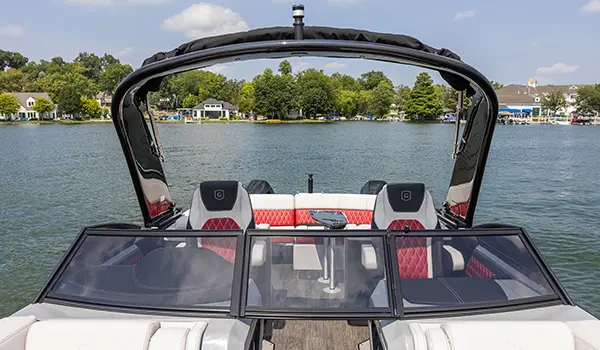 front view of a godfrey sanpan twin pontoon