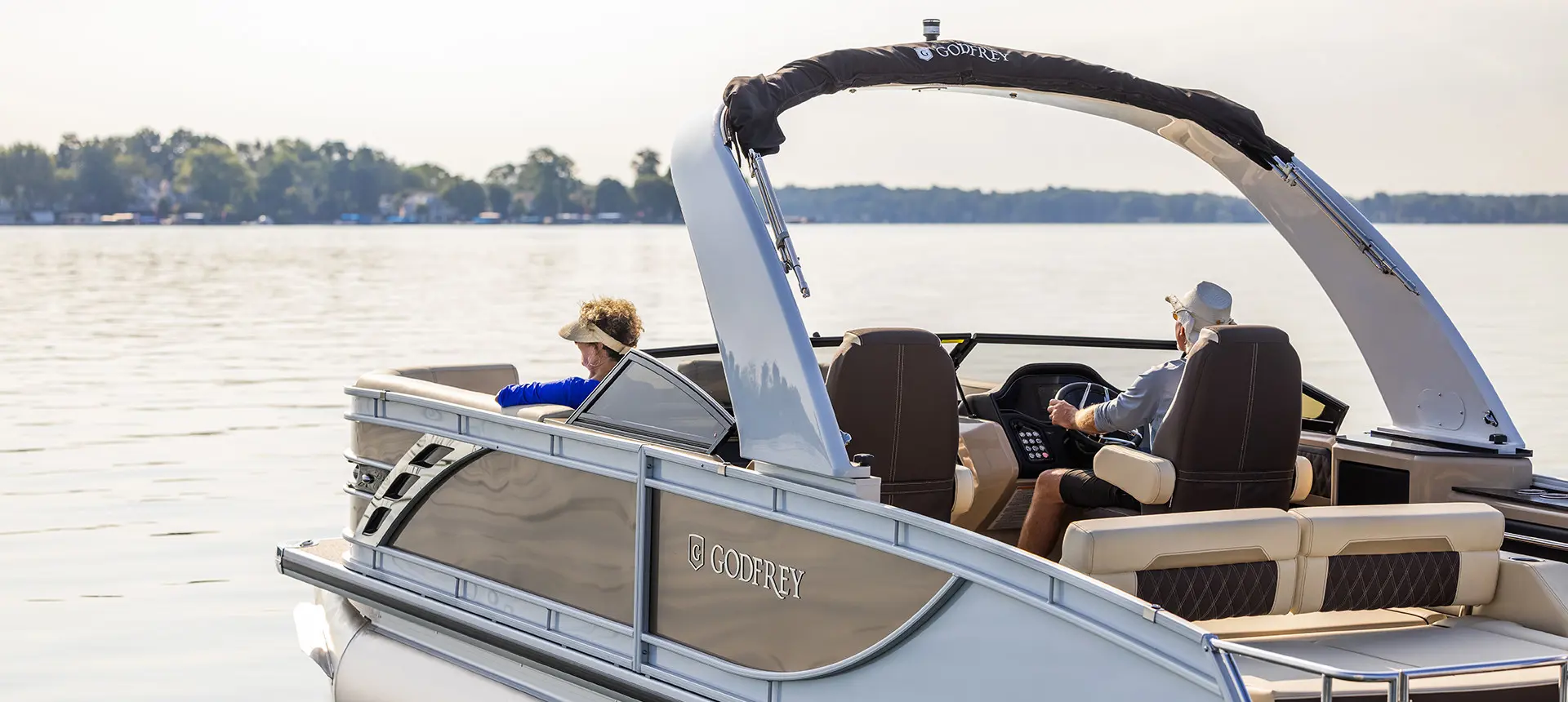 sport arch on a godfrey sanpan windshield pontoon