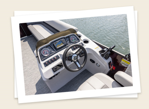console and dash on a godfrey sweetwater lounge pontoon