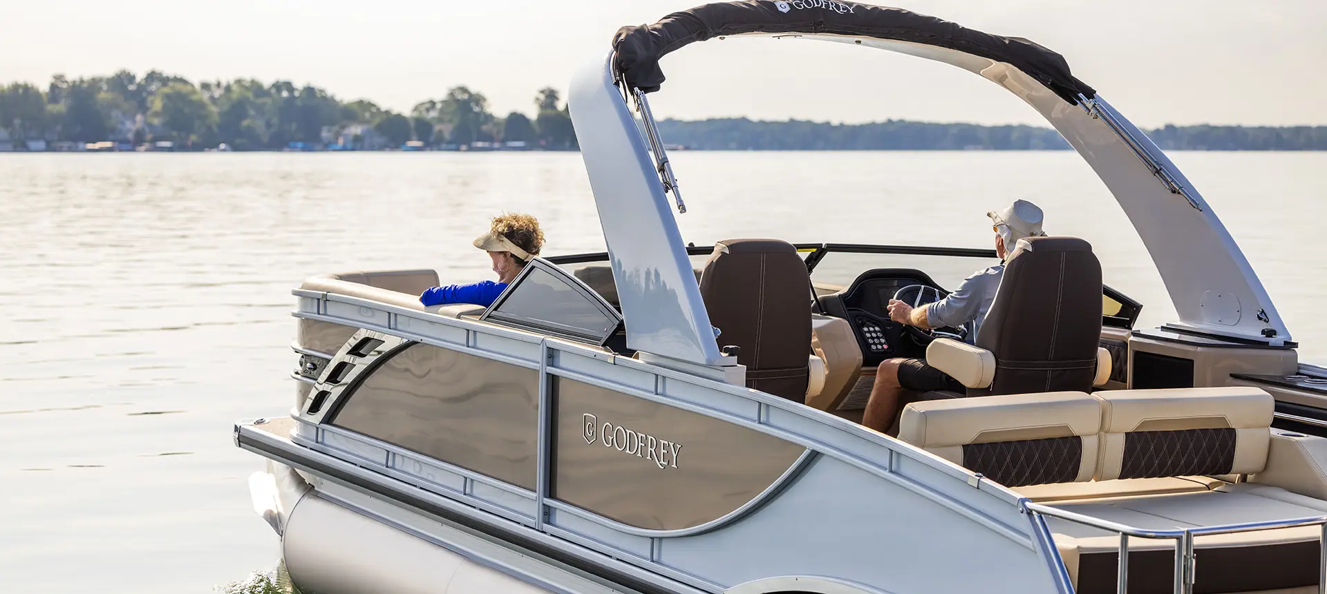 sport arch on a godfrey sanpan lounge pontoon