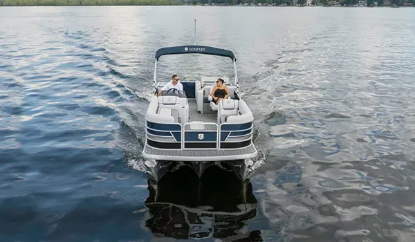 bow view of a godfrey sweetwater entertainment pontoon