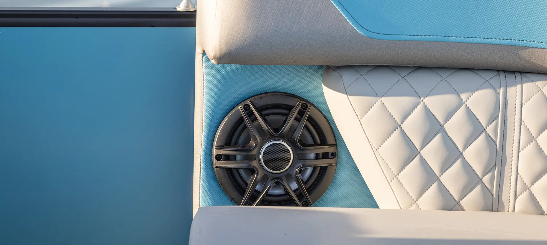 Co-captains chair on a Godfrey Sweetwater Entertainment pontoon boat.