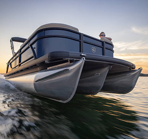 Front view of Godfrey Sweetwater Special Edition tritoon.