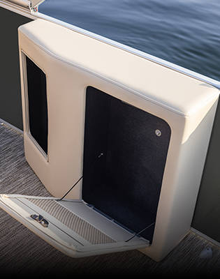 Stern storage box on a Godfrey Sweetwater Special Edition pontoon.