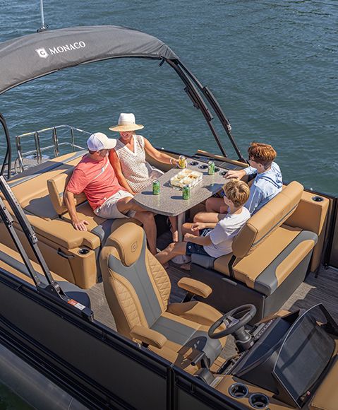 Explore Godfrey pontoon boats with Entertainment layouts.
