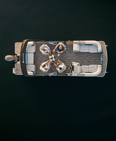 Explore Godfrey pontoon boats with Quad Social layouts.