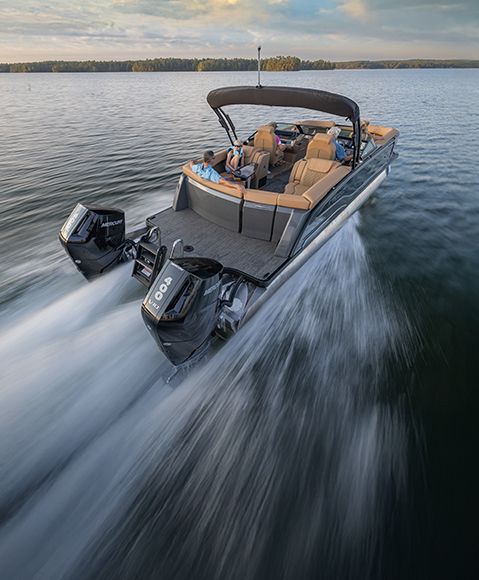 Explore Godfrey pontoon boats with Twin engine layouts.
