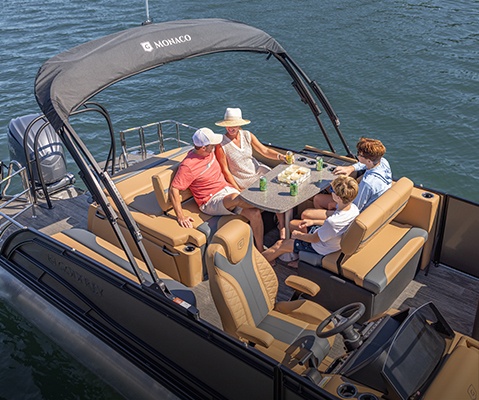 Explore Godfrey pontoon boats with Entertainment layouts.