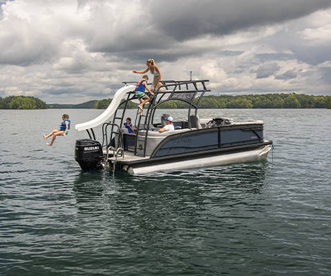 Explore Godfrey pontoon boats with SunDeck layouts.