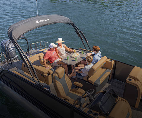 Explore Godfrey pontoon boats with Entertainment layouts.