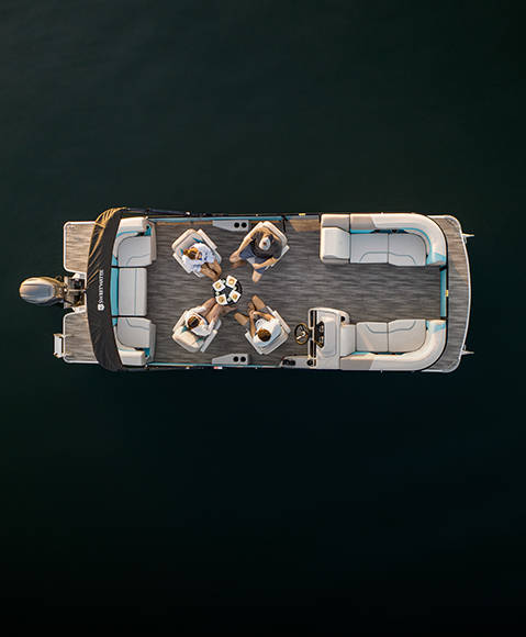 Explore Godfrey pontoon boats with the Quad Social layout.