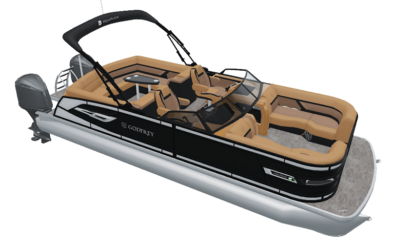 Explore Godfrey AquaPatio Twin Engine Lounge pontoons.