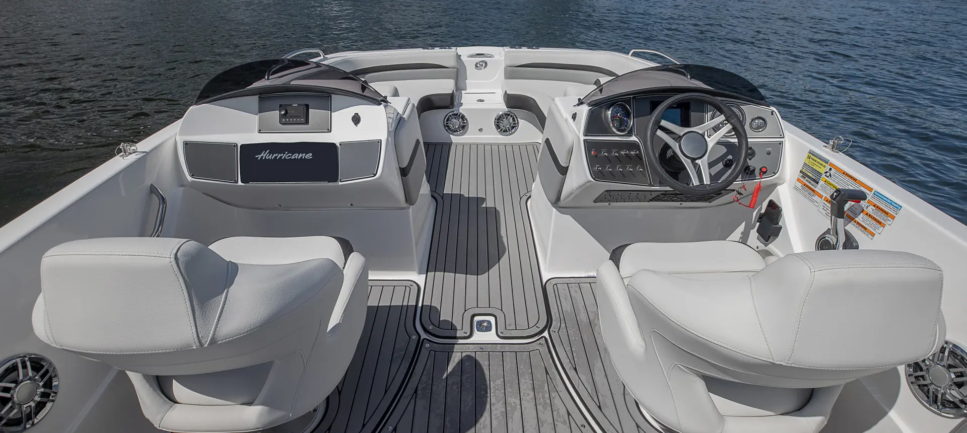 co-captain's chairs on a hurricane sundeck sport ob deck boat
