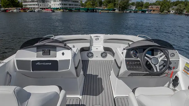 co-captain's chairs on a hurricane sundeck sport ob deck boat
