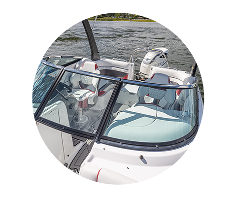 walk-through windshield on a hurricane sundeck ob deck boat