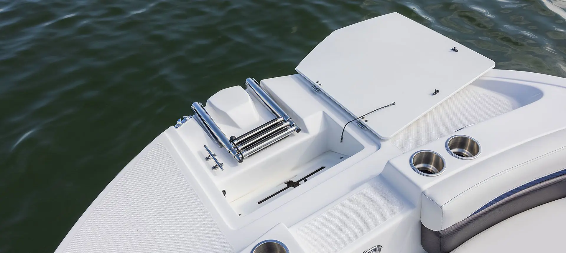 fold-up ladder on a hurricane sundeck 217 OB deck boat