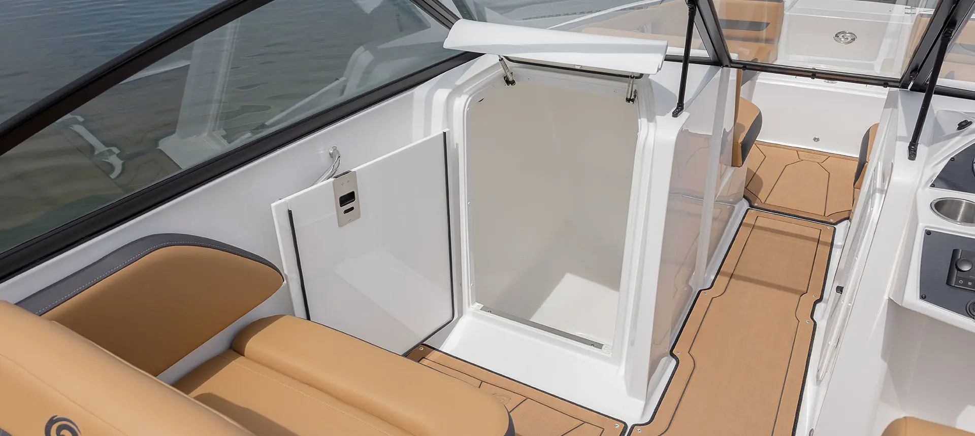 storage on a hurricane sundeck 235 OB deck boat