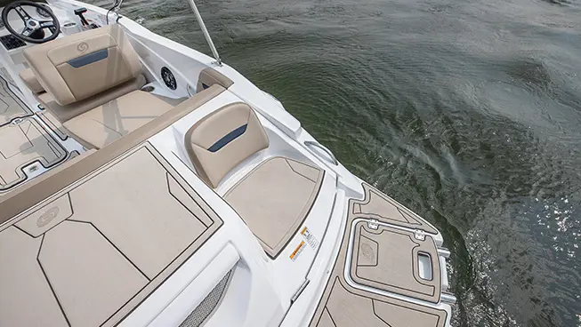 stern swim platform and seating on a hurricane sundeck sport i/o deck boat