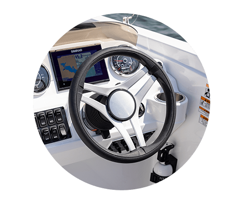steering console on a hurricane sundeck sport ob deck boat