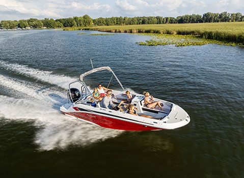 Hurricane boat cruising through a lake