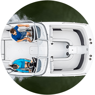 top view of a hurricane deck boat
