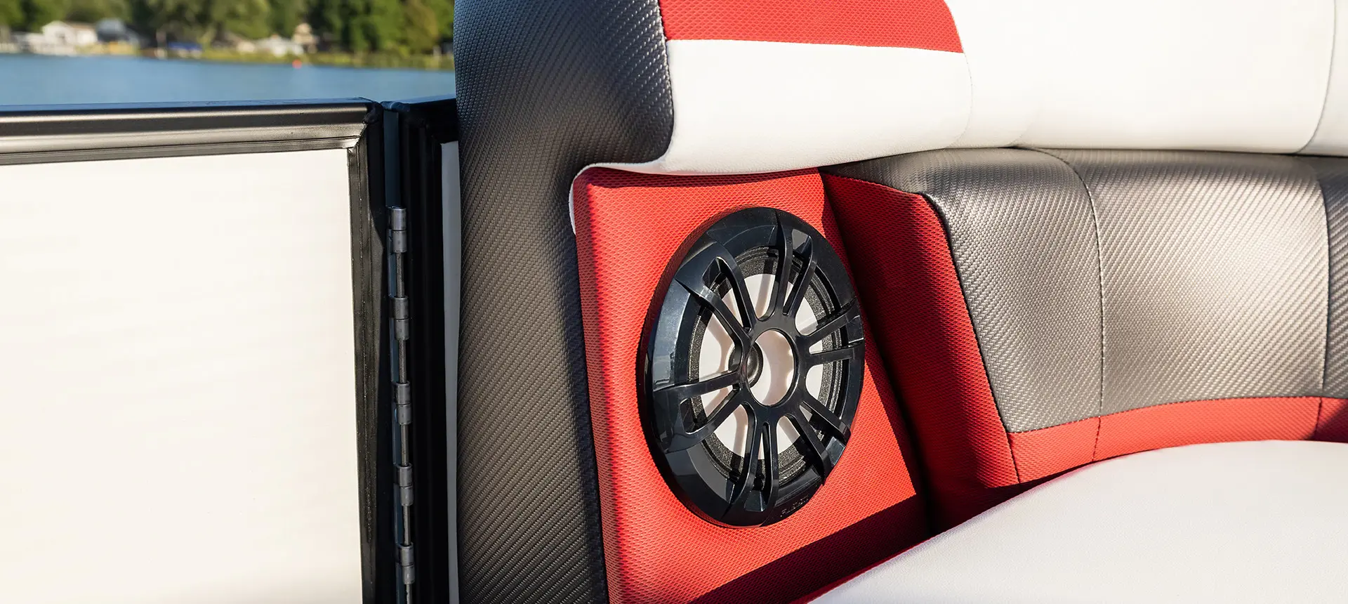 integrated speakers on a hurricane fundeck boat