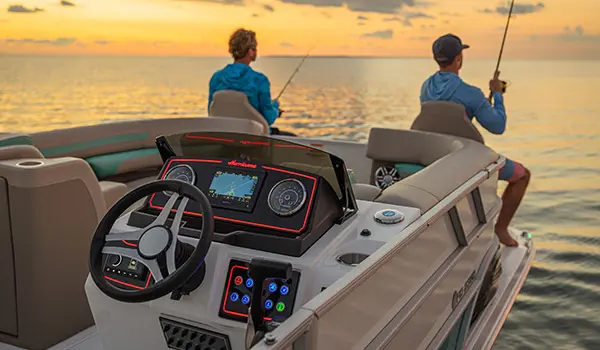 fishing during sunset off the front of hurricane fundeck 2360 ref ob