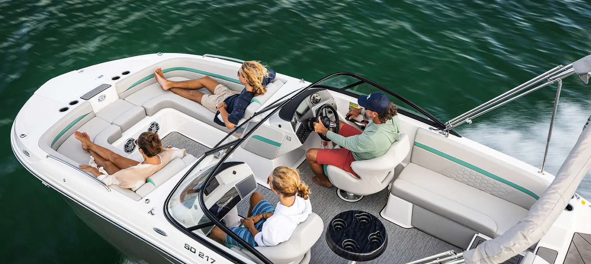 overhead view of family on hurricane sundeck 217 ob