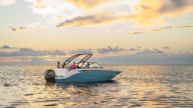 side view of parked hurricane sundeck 235 ob