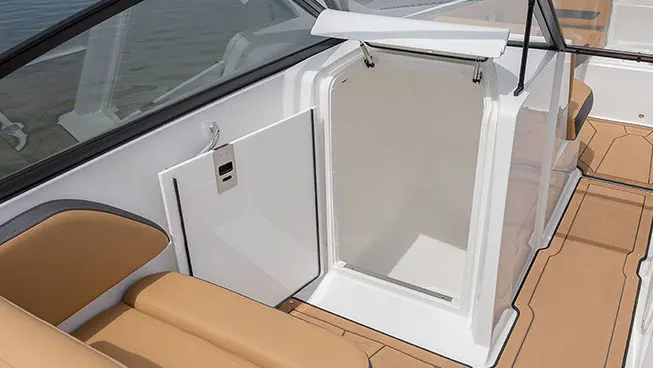 integrated storage option on a hurricane sundeck ob boat