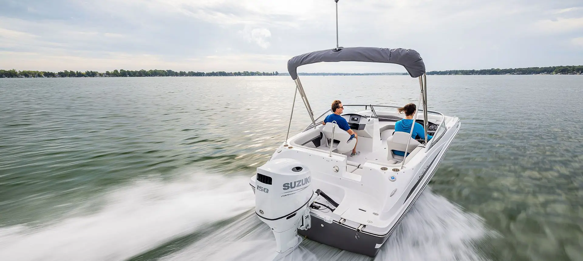 rear view of a hurricane sundeck ob boat on the ocean
