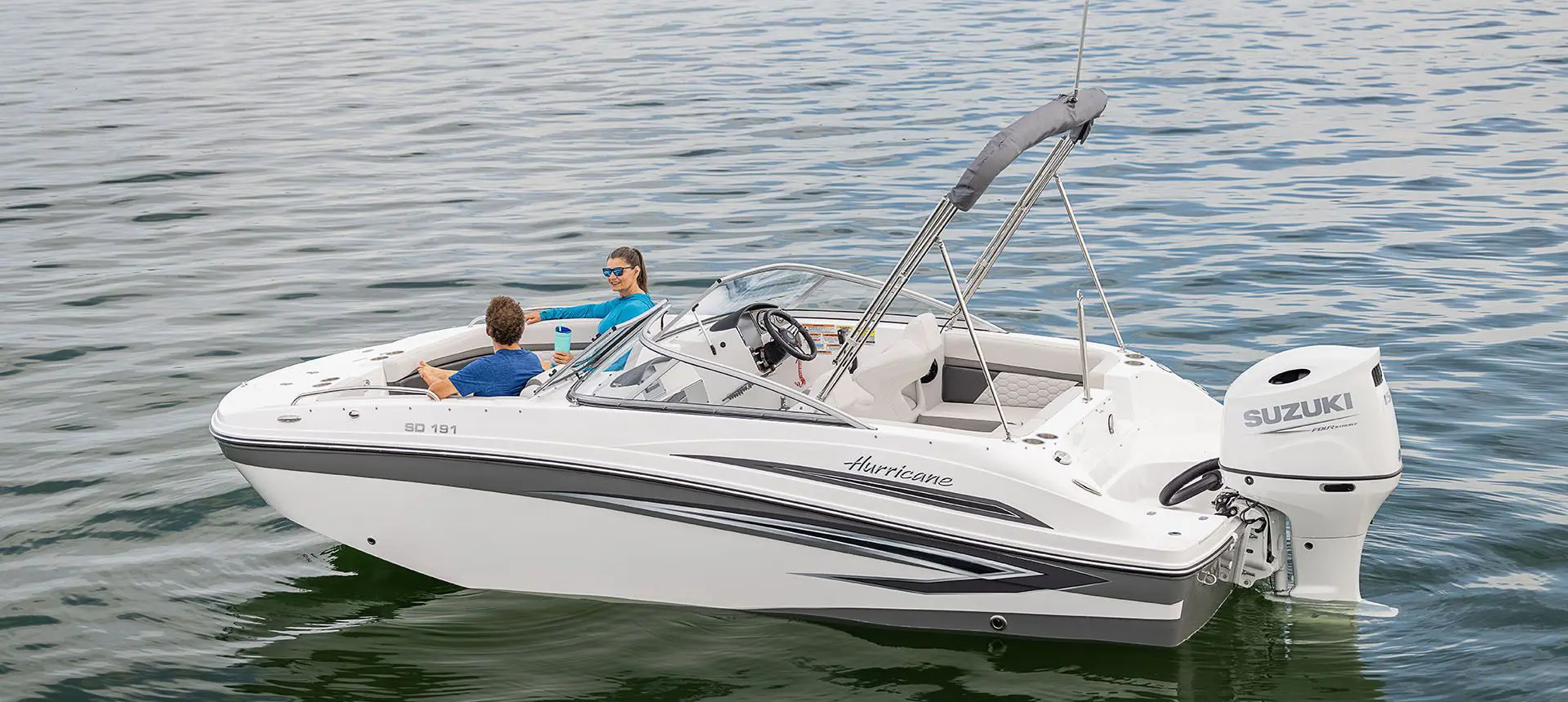 side view of a hurricane sundeck ob sd 191 boat