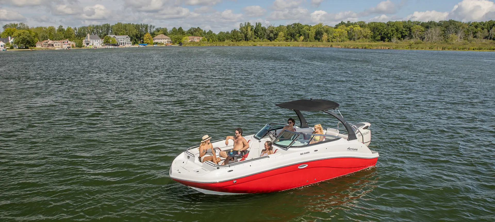 folding stern ladder on a hurricane sundeck ob boat