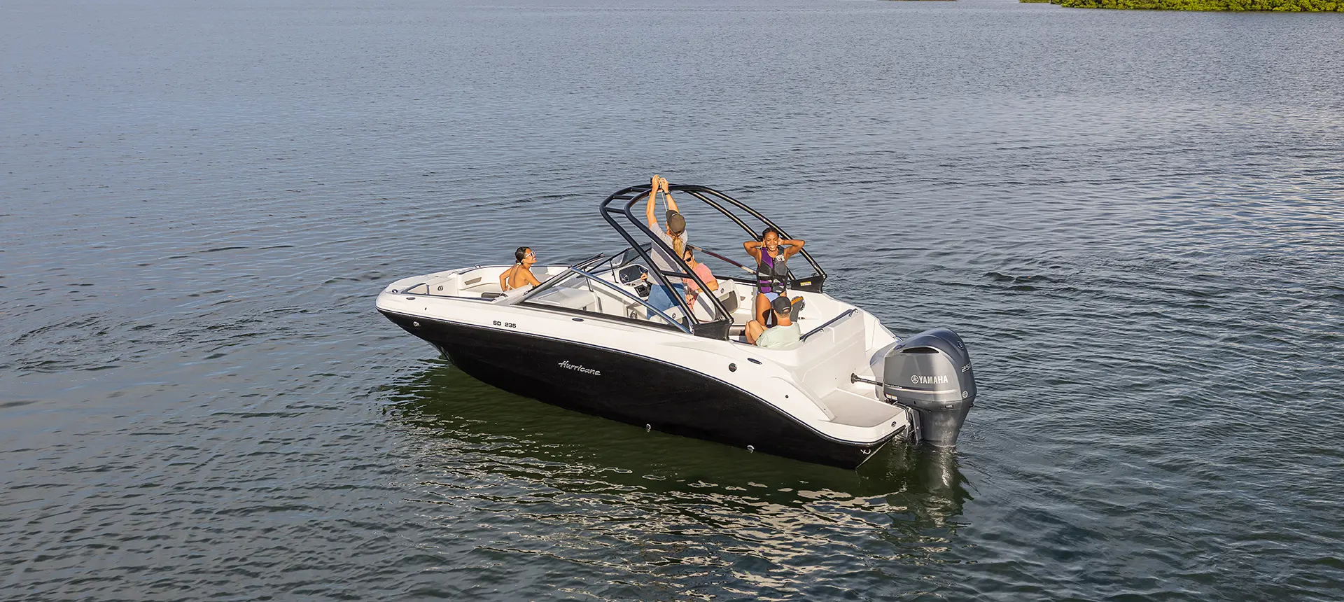 family lounges on parked hurricane sundeck 235 ob
