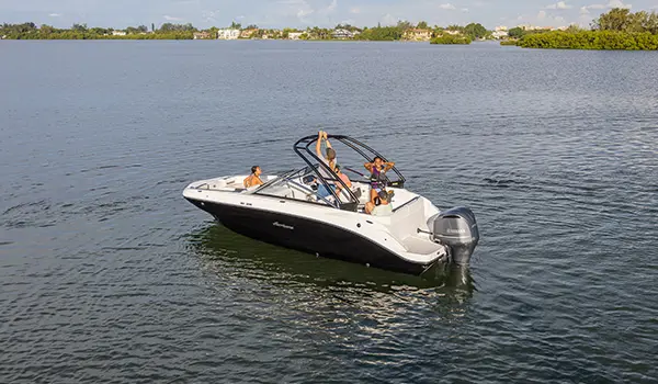 family lounges on parked hurricane sundeck 235 ob
