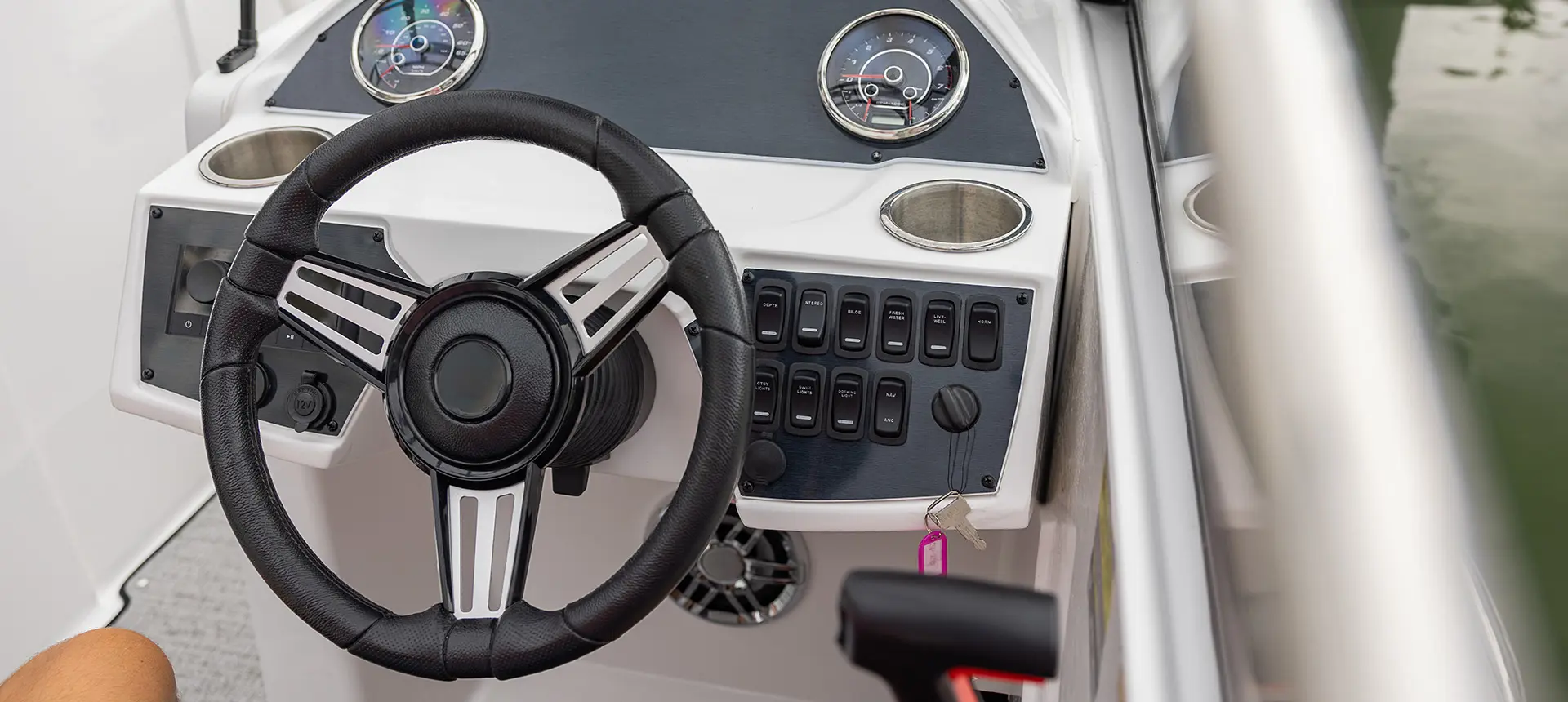 full view of control panel on hurricane sundeck 235 ob