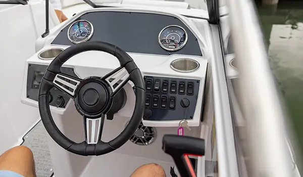 full view of control panel on hurricane sundeck 235 ob