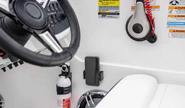 phone holder near dashboard on hurricane sundeck 235 ob