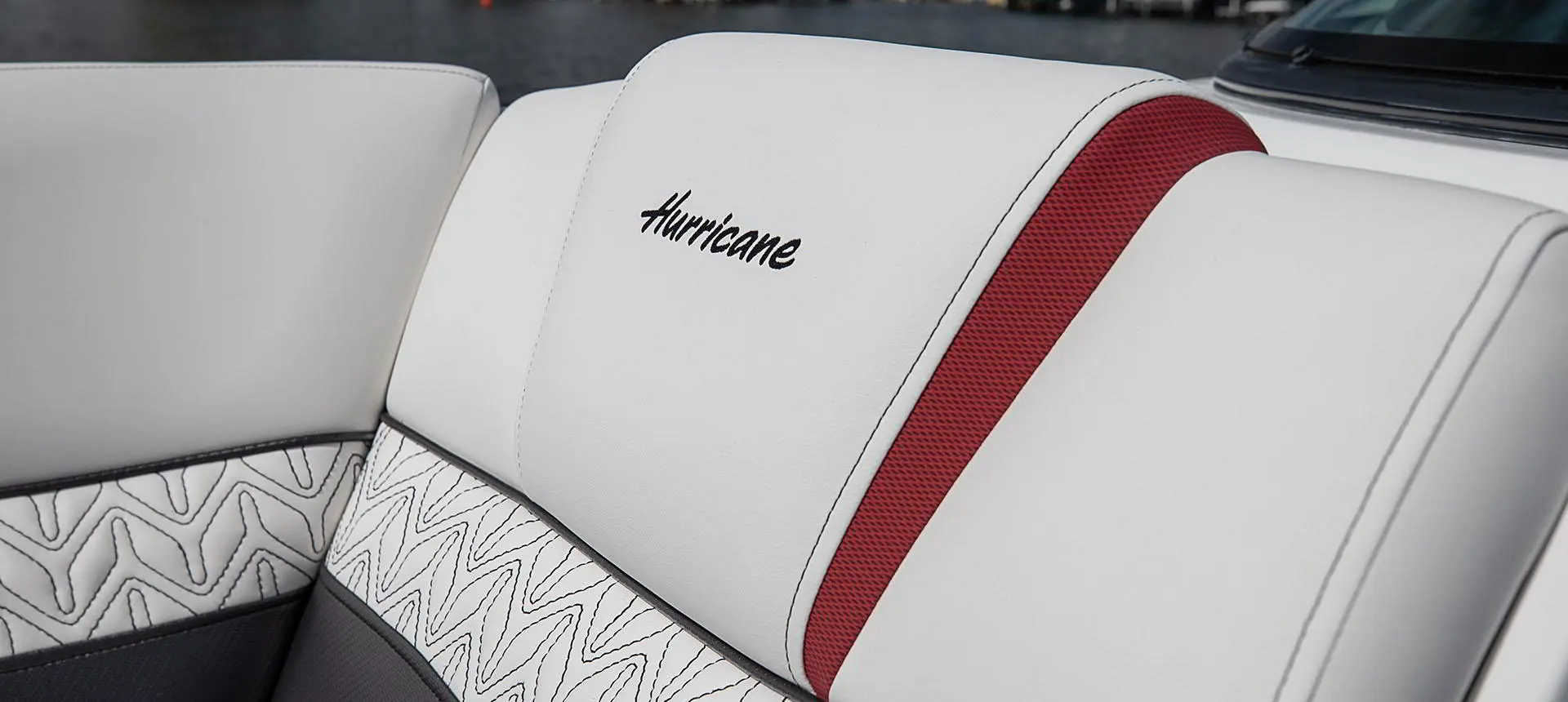 Seating detail on a Hurricane SunDeck 2486 OB.