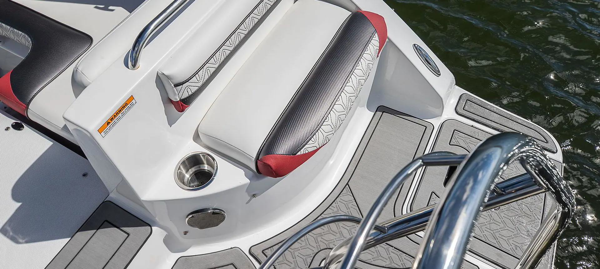 Back of boat seating on a Hurricane SunDeck 2486 OB.