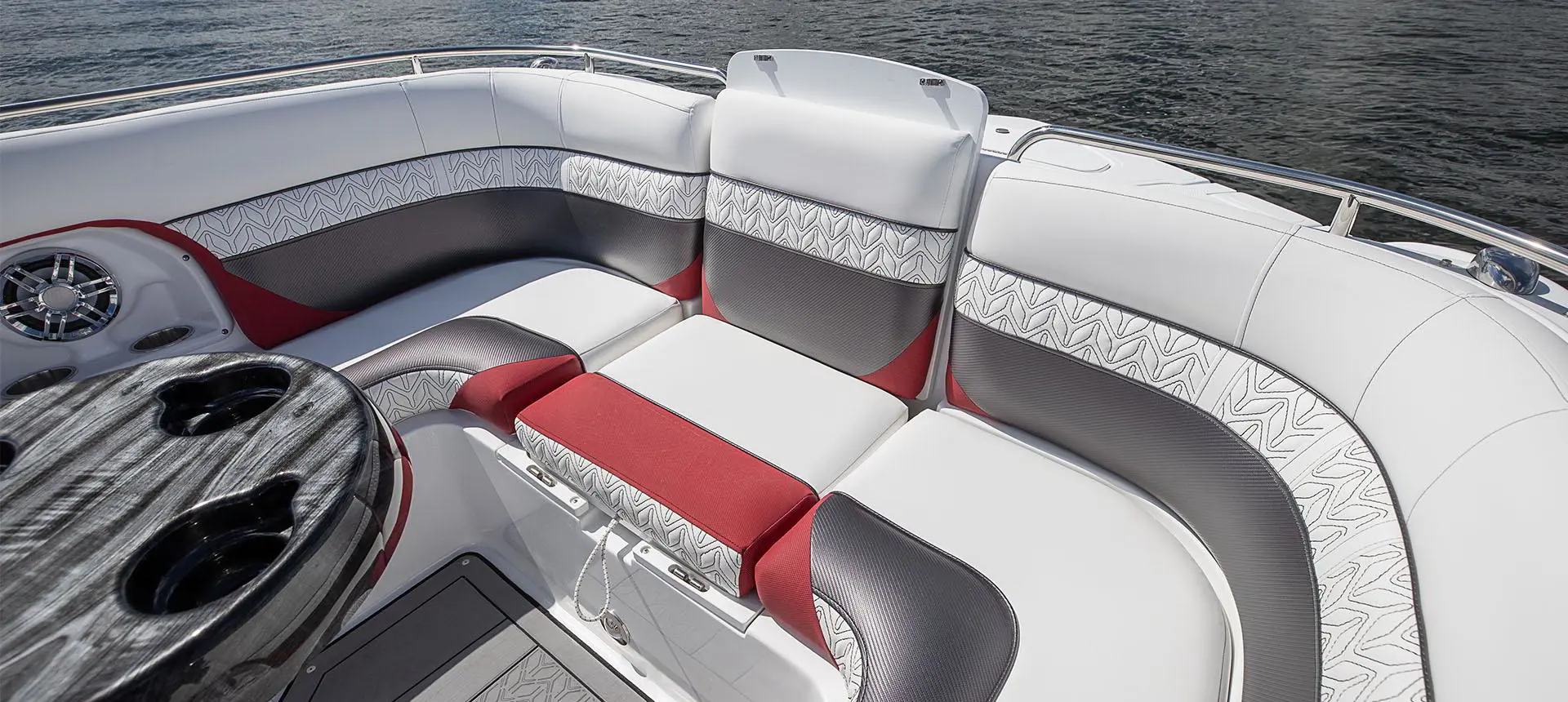 Rear seating on a Hurricane SunDeck 2486 OB.