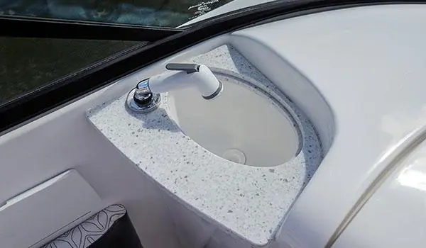 Small sink on a Hurricane SunDeck 2486 OB.