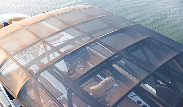 sheer canopy on a hurricane sundeck 2600 ob deck boat
