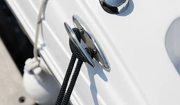 Dock cleat on Hurricane SunDeck Sport 188 IO deck boat.