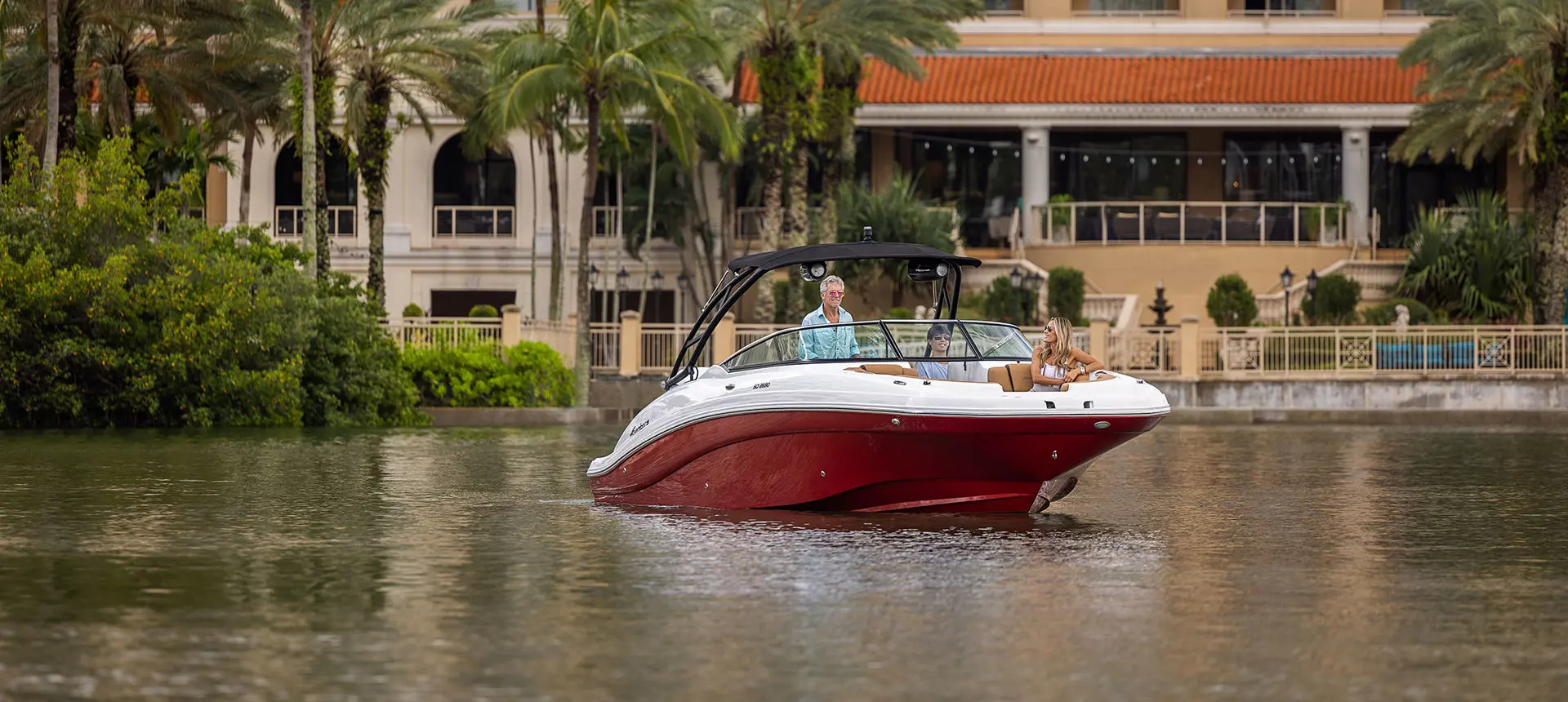 Family going out on to the ocean on a Hurricane Center Console boat.