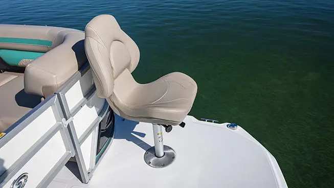 fishing seat on the bow of a hurricane fundeck boat