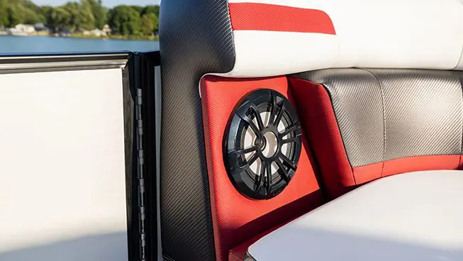 integrated speaker on a hurricane fundeck boat
