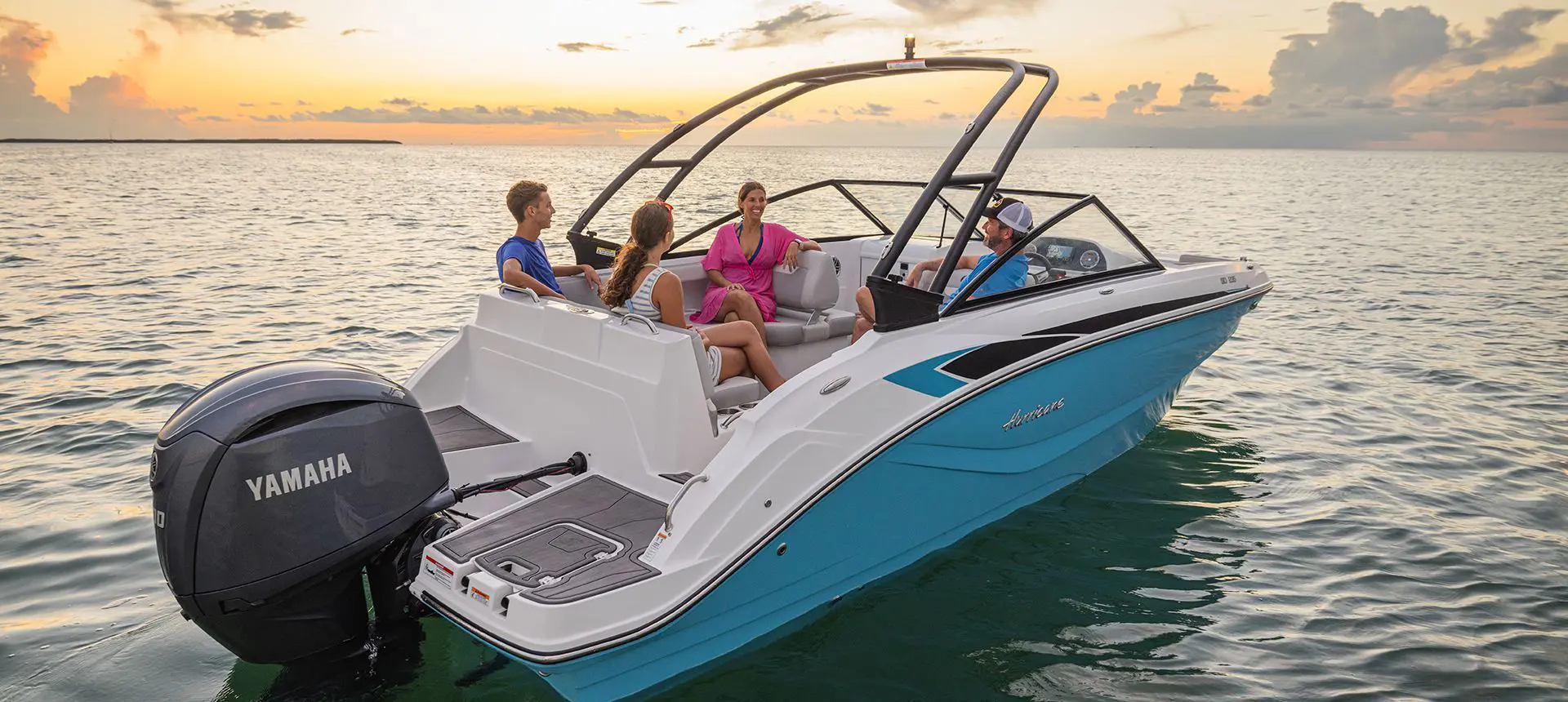 family relaxing on a hurricane entertainment boat